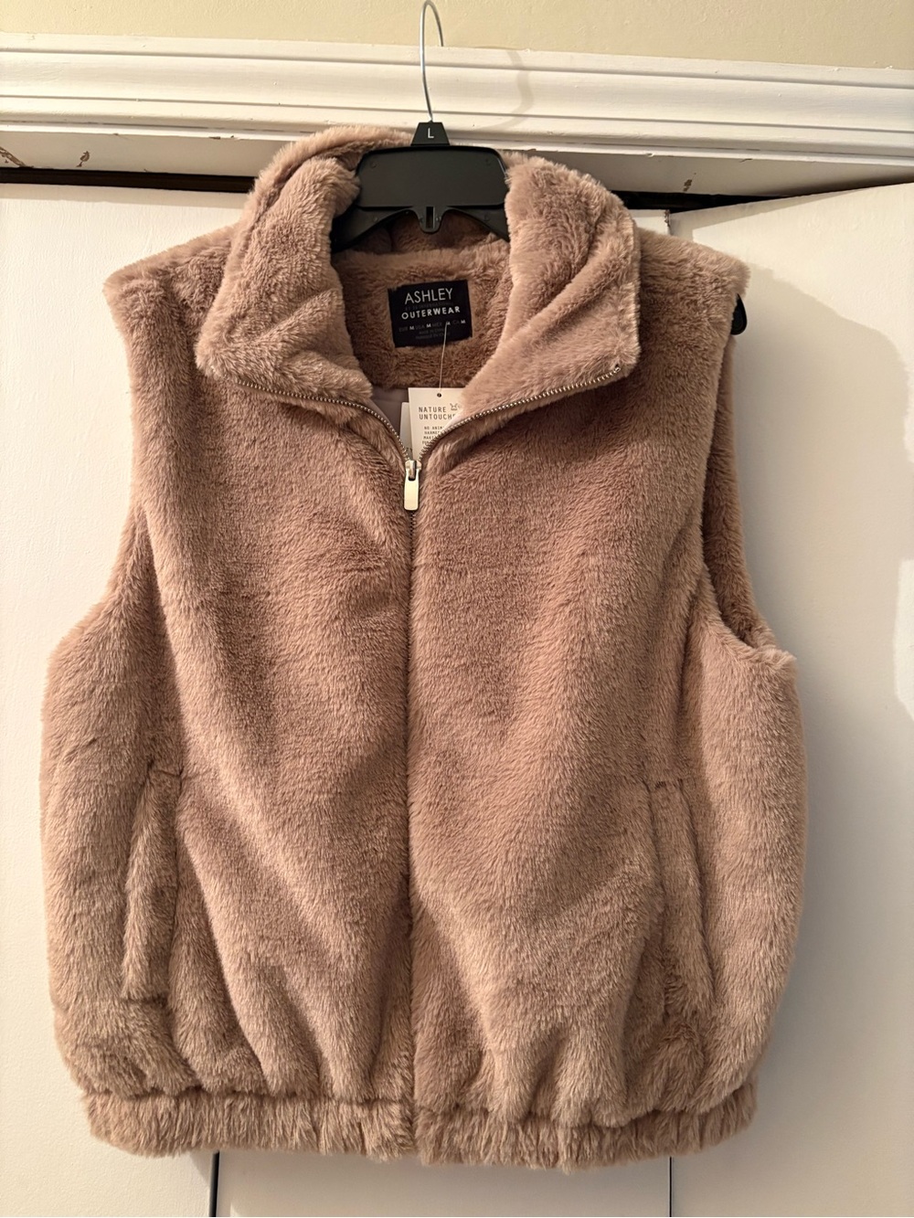 Ashley By 26 International Plush Teddy Vest in Taupe
